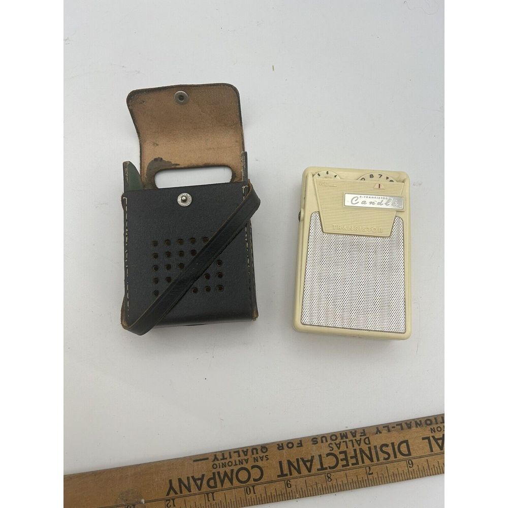 Candle 6 Transistor Radio PTR-62B‎ Ivory And Silver. Works with case
